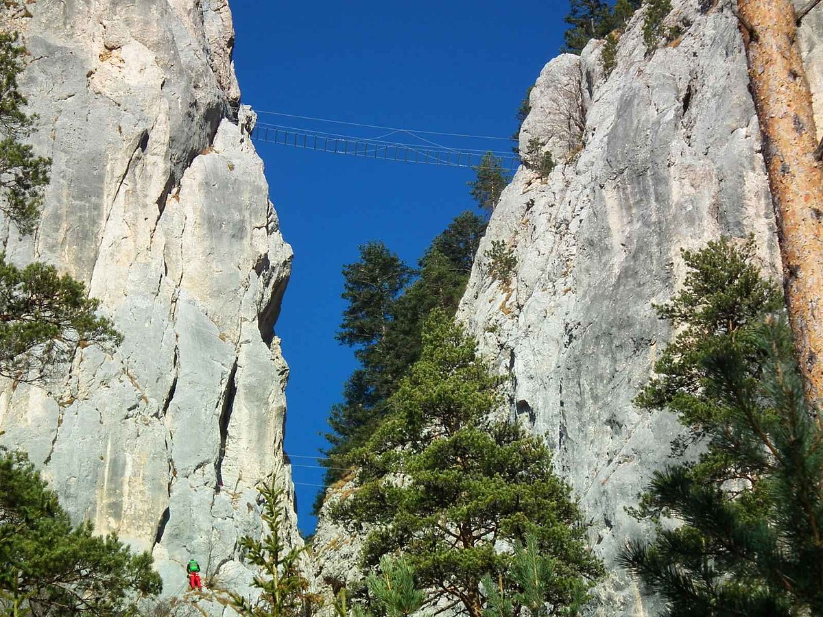 Photo: A simple rope bridge between two cliffs