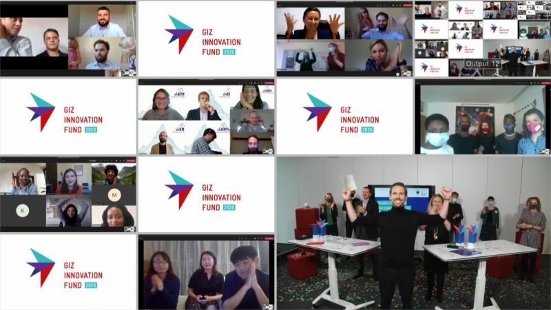 Collage with photos of video conferences with different numbers of participants