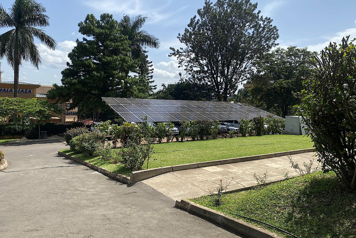 Photo: Solar panels in a car park