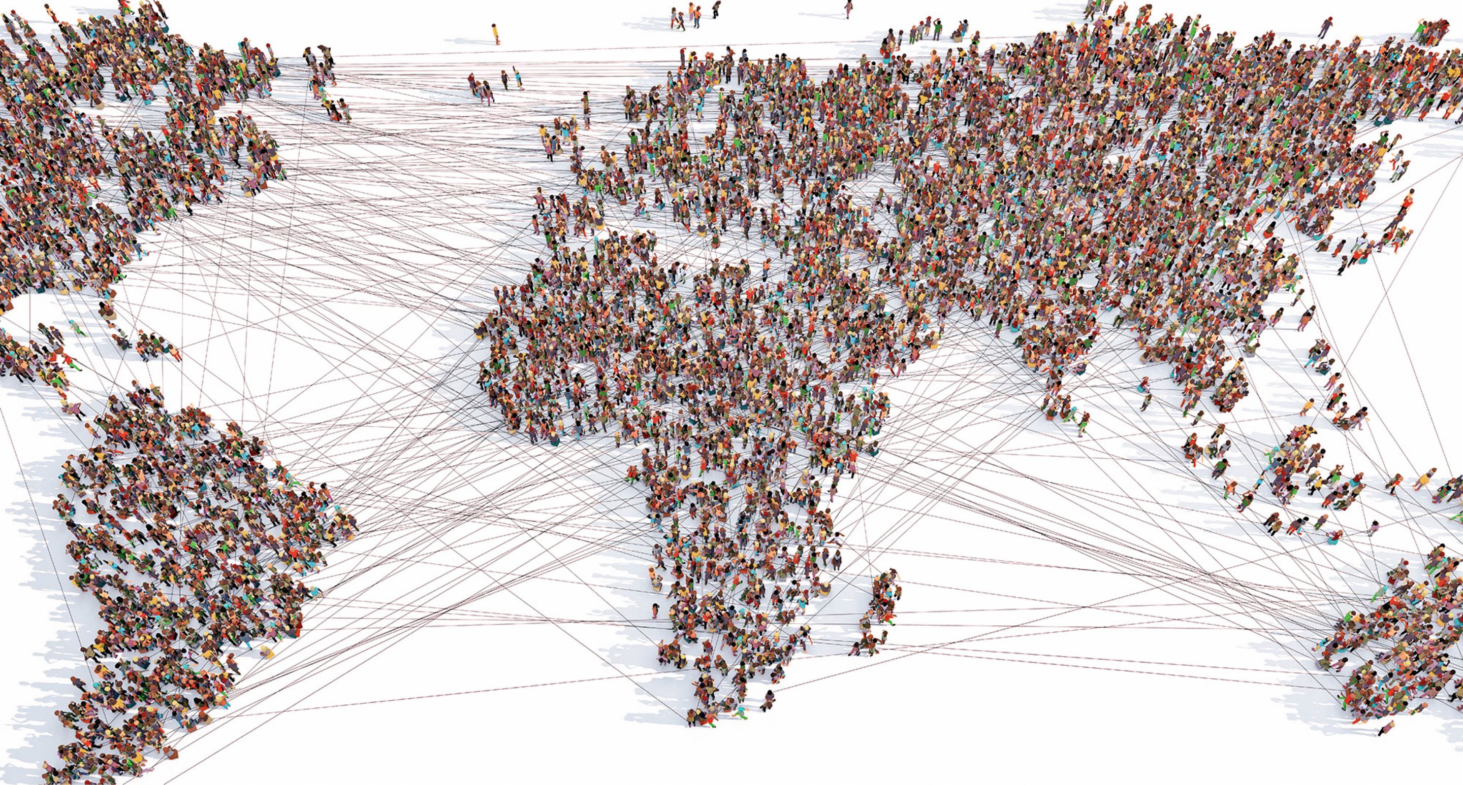 Photo: The world map recreated by groups of people.