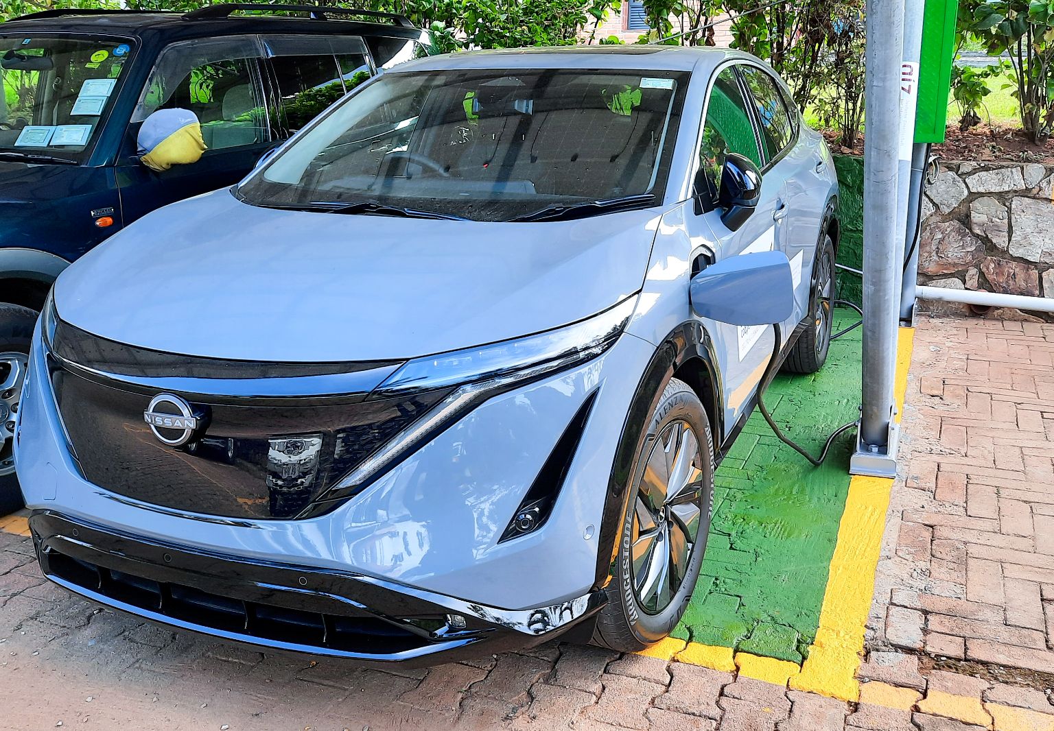 Photo: An electric car being charged.