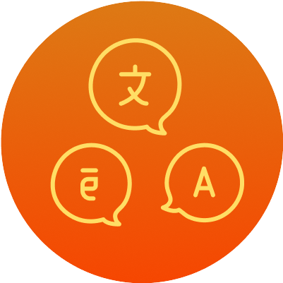 Graphic: Speech bubbles containing different languages.