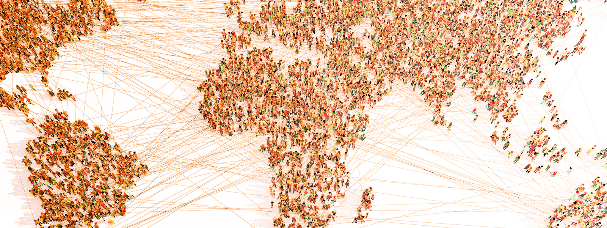 Photo: The world map recreated by groups of people.